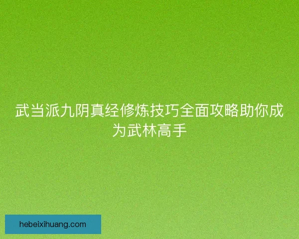 武当派九阴真经修炼技巧全面攻略助你成为武林高手