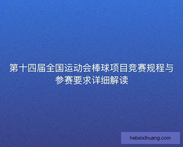 第十四届全国运动会棒球项目竞赛规程与参赛要求详细解读